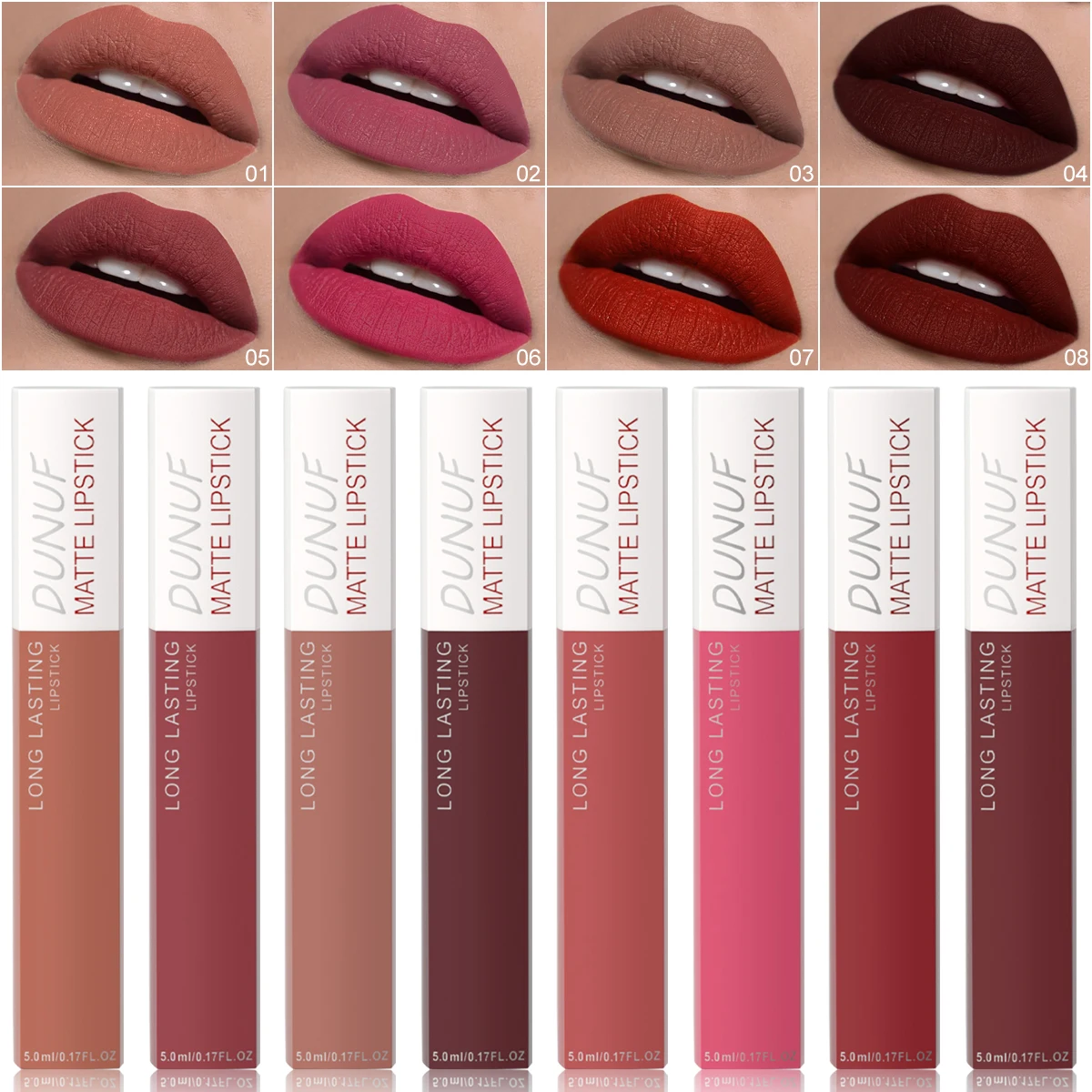 matte color lasting lip gloss set three-dimensional plastic lips waterproof anti-sweat non-stick cup lipstick set 6Pcs/8Pcs