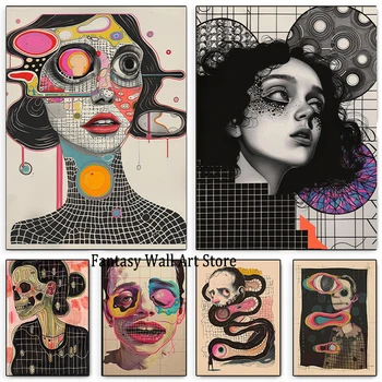 Griglia Addiction Tela Wall Art Arte surreale Bella pittura unica Stampa astratta moderna Surrealismo Decorazione murale Tela Art