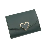 Korean version women wallet short heart-shaped three fold women's wallet multi card slot card bag zero wallet  purses for women - Image 6