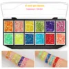 24 Colors Chunky Glitter Face Body Gel Sequin Eyeshadow Palette Lips Nails Hairs Makeup Shimmer Body Glitter Primer Gel 6