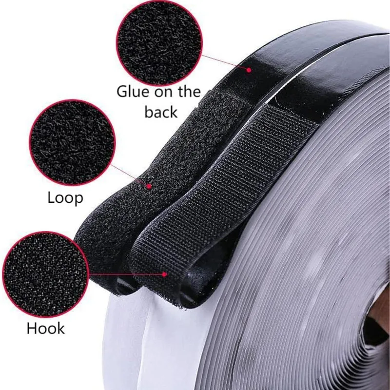 

1M/Pair Self Adhesive Hook and Loop Tape Sticky Back Strips Adhesive Fastener Mounting Tape Hang Fastening 16/20/30/38/50/100mm