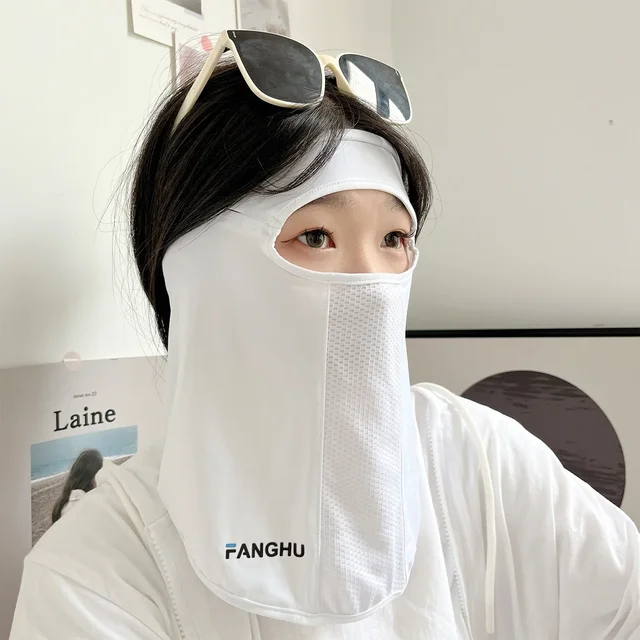 UV Protection Ice Silk Mask Sun Proof Bib Solid Color Face Cover Face Shield Summer Face Scarves Sunscreen Face Scarf Riding 3
