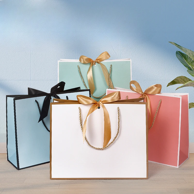 

Personalized Paper Packaging Bags Luxury Customized Gift Bags with Ribbon Custom Logo (Please Contact Us Before You Order)