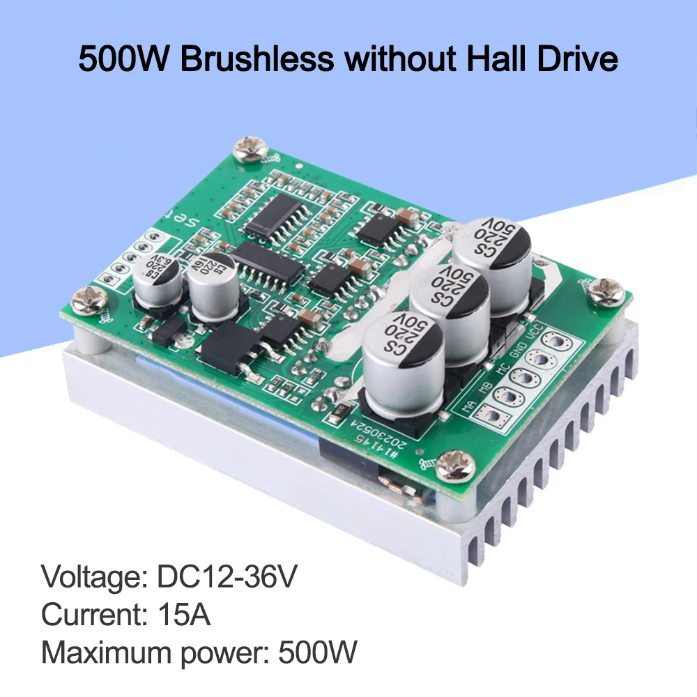 Brushless no Hall Motor Driver Board Dc1236v Velocidade Control Forward Reverse High Power Controller Motor Driver Module 500w 15a