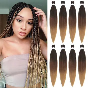 26" Braiding Hair Pre Stretched Soft Ombre Braiding Hair For Black Women Hot Water Setting Synthetic Braiding Hair Extensions 1
