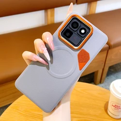 Magnetic PU Leather & PC Heat Dissipation Case with Metal Camera Lens Protector for Vivo iQOO 15T (Grey)