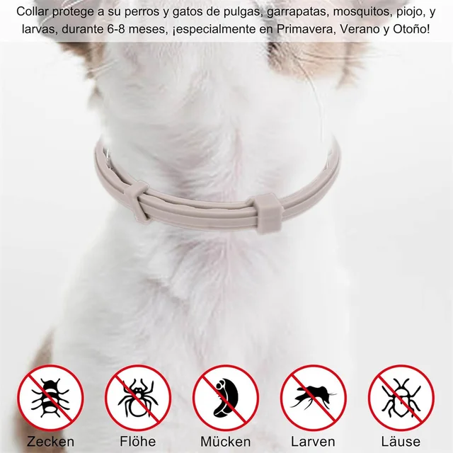 SEISSO Antiparasitic Collar for Dogs 8 Months of Protection Collar Protects Dogs and Cats from Fleas  Lice Mosquitoes Larvae 3