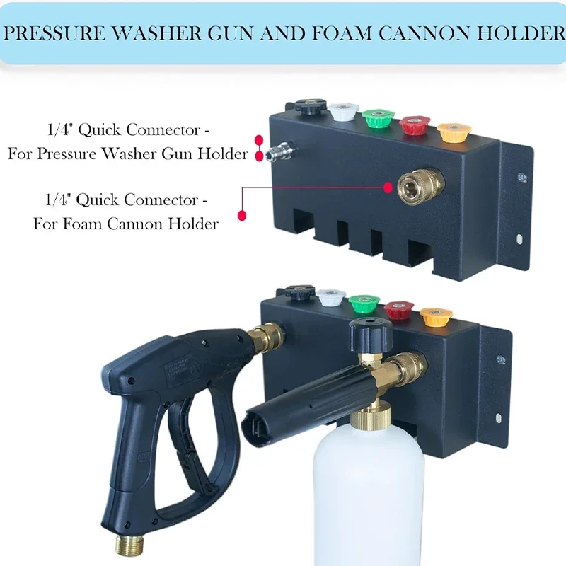 Pressure Washer Gun Snow Foam Lance Holder for Foam Cannon Nozzle Tip and Wand Extension Storage Rack fit 1/4\