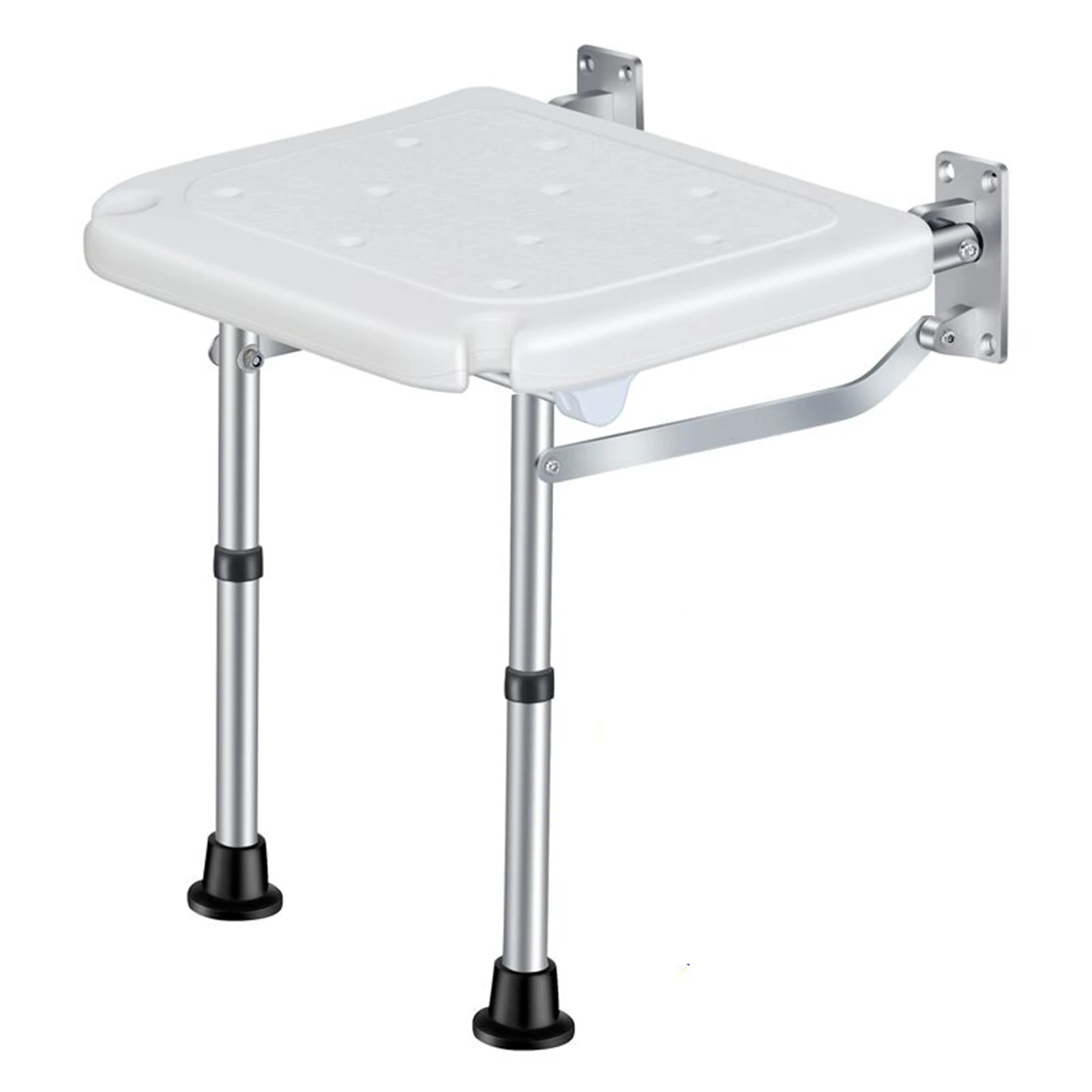 Folding Shower Bench Wall Mounted Flip-up Bath Seat Screw-in Bathroom Chair Stool for Elderly Seniors Disabled 42~53mm Height 3