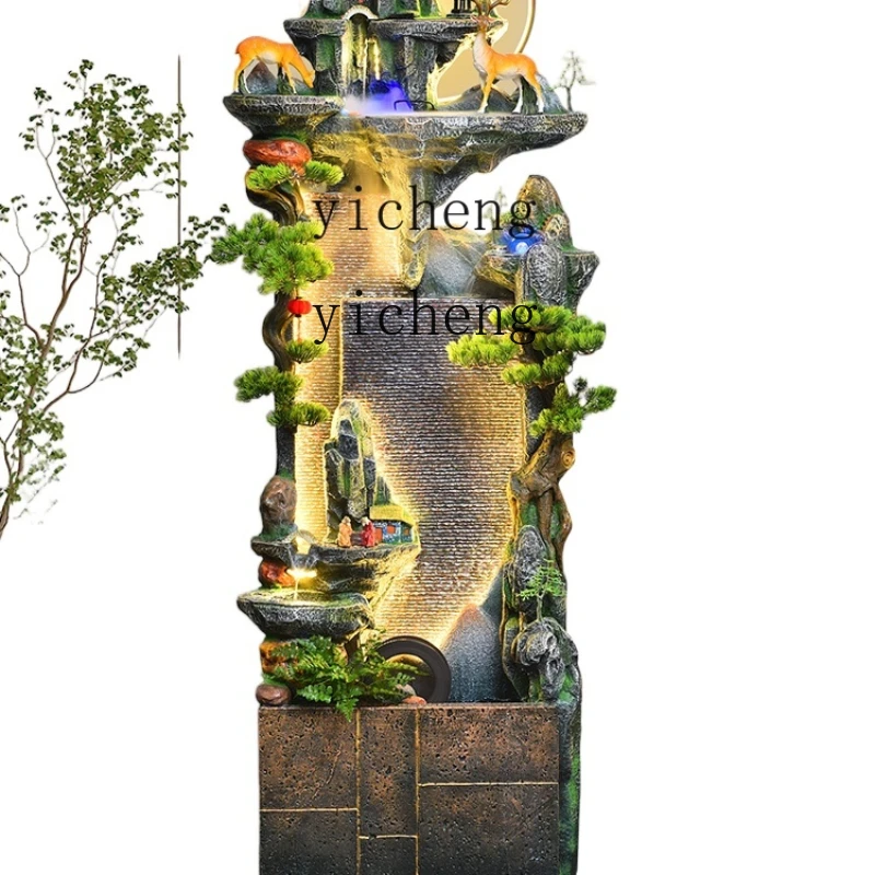

XL Artificial Mountain and Fountain Water Curtain Fortune Decoration Humidifier Landscape Store Opening Office