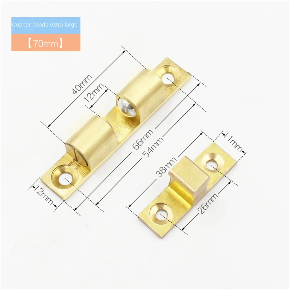 Description Picture 6 of itemCabinet Door Catch Solid Brass Adjustable Spring Ball Furniture Door Closer with Free Screws 40mm/50mm/60mm/70mm