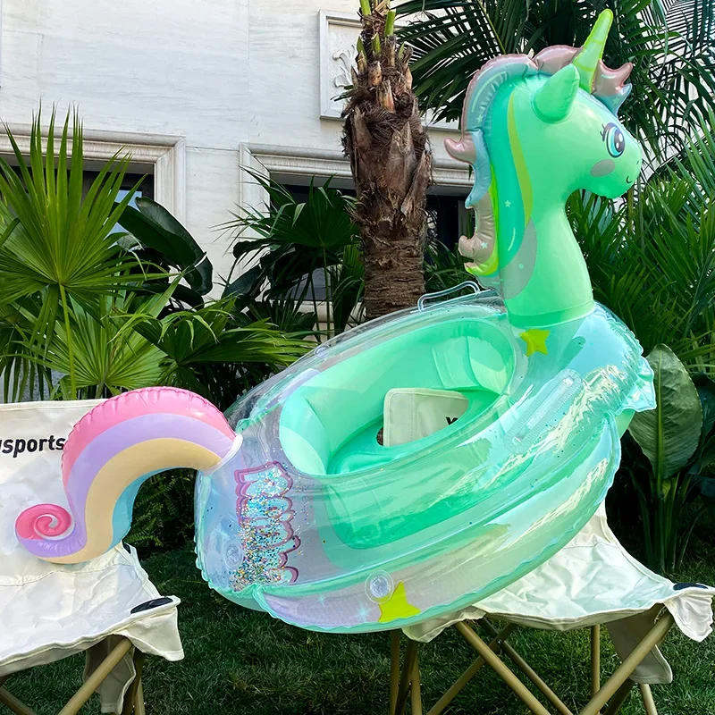Swim Ring Inflatable Pool Float Baby Rainbow Sequined Unicorn for Kids Swimming Circle Children Swim Ring Pool Toys Floating 3