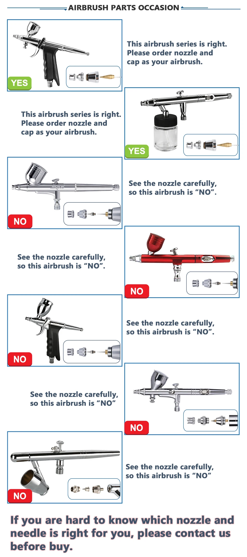 SAGUD Airbrush-Düsen- und Nadelset, 0,3/0,5/0,8mm Ersatzteil-Kit mit Schraubenschlüssel und Reparaturwerkzeugen für Spritzpistolen und Hobby-Malerei – Detail 4