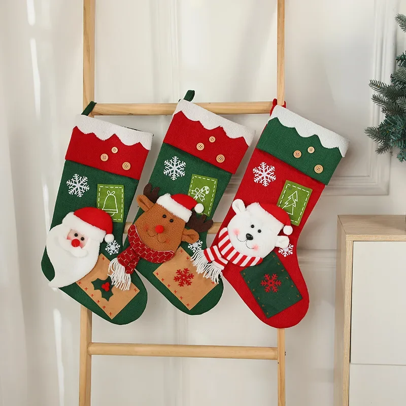

Christmas Children's Goodie Bag Christmas Eve Pendant Santa Claus Elk Figure Decorated Christmas Stocking Children's Leg Warmers
