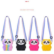 

Rainbow Panda Pop Purse Fidget Toys Bag Popper Shoulder Bag Fidgets Silicone Sensory Push Popping Bubble Squeeze Toys For Kids