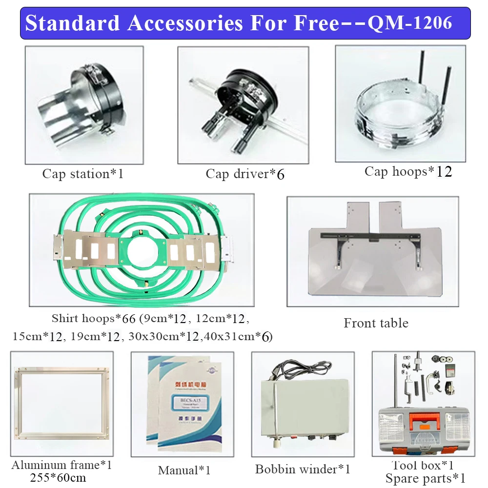 YunFu Computerized T Shirt 6 Heads Embroidery Machine 12 15 Needle High Speed 6 Head Embroidery Machine for Caps and T-shirt 6