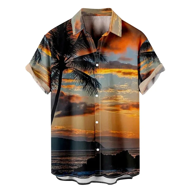 Camisas de cocotero 2024 para hombre, camisa hawaiana con estampado 3D para hombre, camisetas de playa de manga corta 6xl, camisetas de moda, blusa Mal Camisa