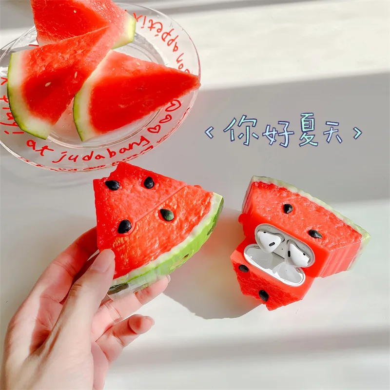 

Spoof Realistic Watermelon Case for AirPods Pro2 Airpod Pro 1 2 Bluetooth Earbuds Charging Box Protective Earphone Case Cover