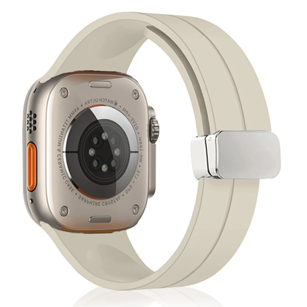 애플 워치 밴드용 마그네틱 스트랩, 44mm, 45mm, 40mm, 49mm, 41mm, 42mm, 38 실리콘 팔찌, iWatch 시리즈 울트라 2, 6, 5, 3, 7, 8, 9, se, 40mm