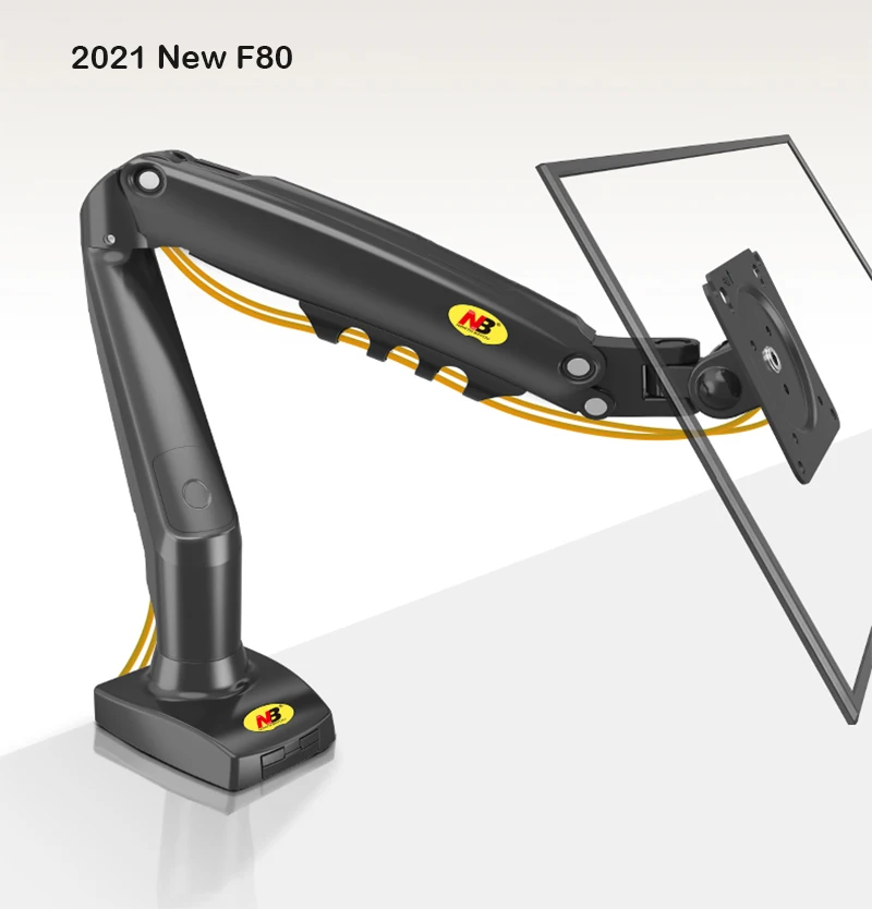 F80 Gas Spring 17-30 inch Desktop LED LCD Monitor Mount Holder Arm Ergonomic Gas Strut Flexi Mount Load 2~9kgs 4