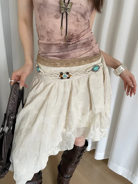 Vintage Beaded Waist Belt - Bohemian Woven Ethnic Accent for Skirts & Dresses