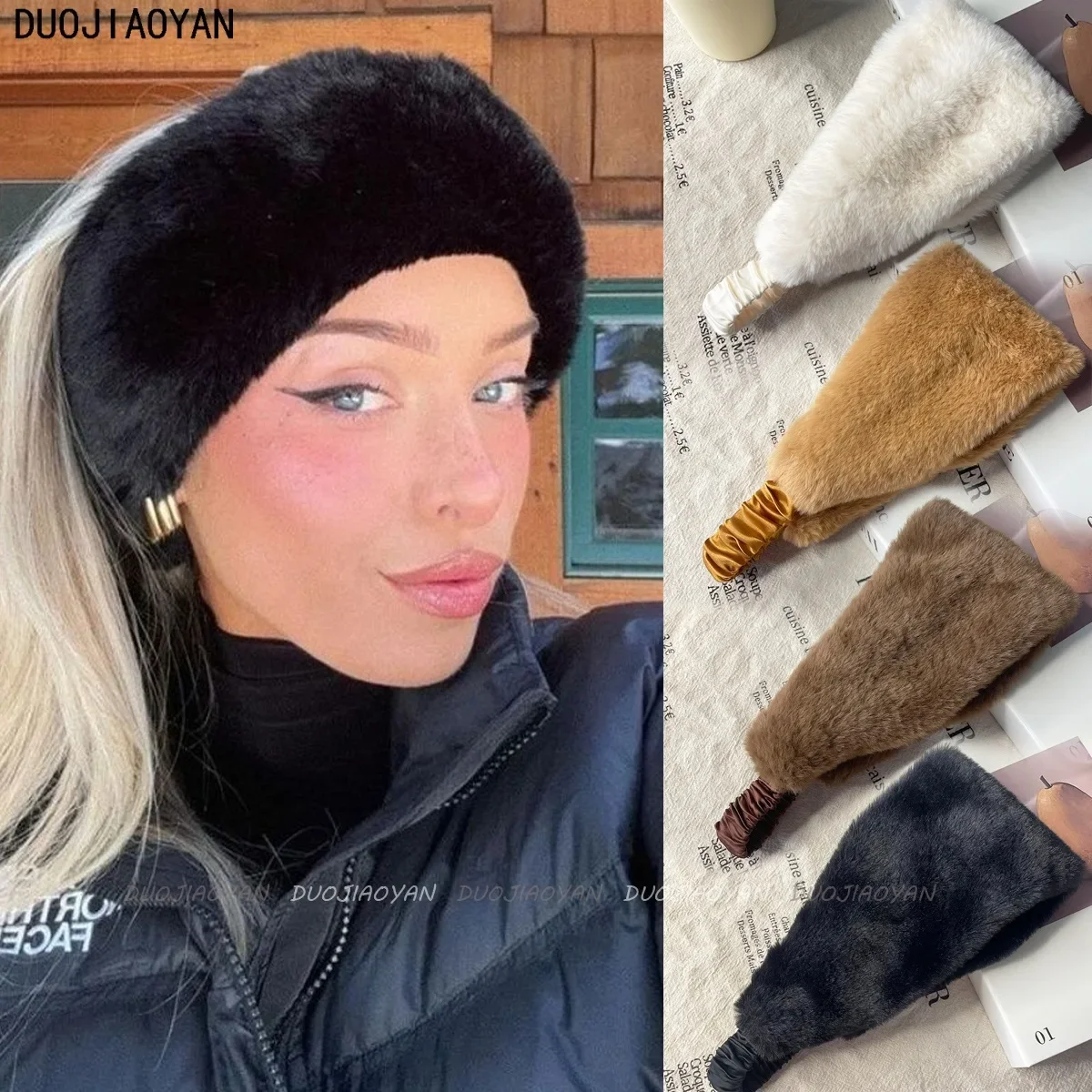 κοντινό πλάνο αφράτης κορδέλας από γούνινο κουνέλι