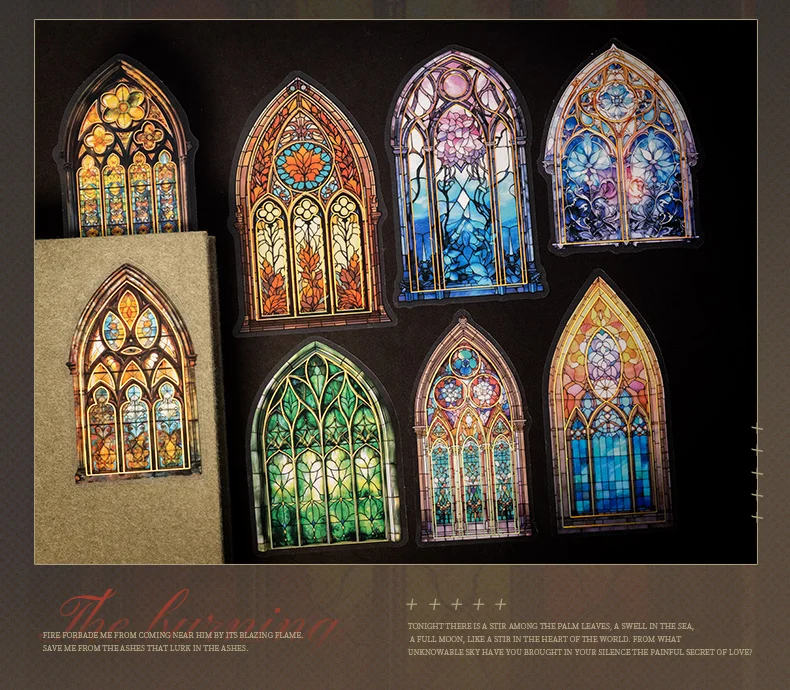 10 teile/paket Blumen Fenster Aufkleber Gold Folie Dekor Junk Journal DIY Scrapbooking Collage Schreibwaren PET Twinkle Aufkleber – Detail 4