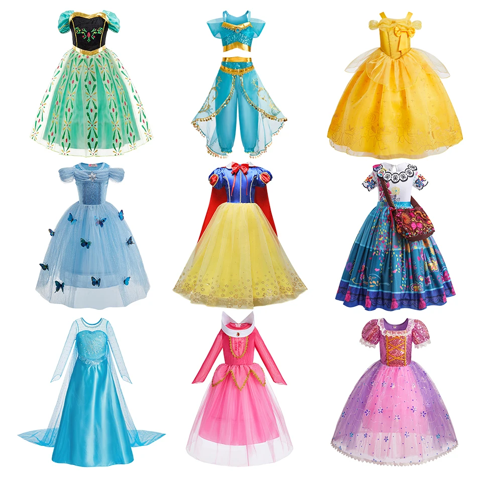 Kids Princess Dress Children Cinderella Snow White Rapunzel