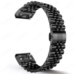 Premium 26mm Steel Watch Strap - Durable Metal Bracelet Accessories - Garmin 26mm (Black)