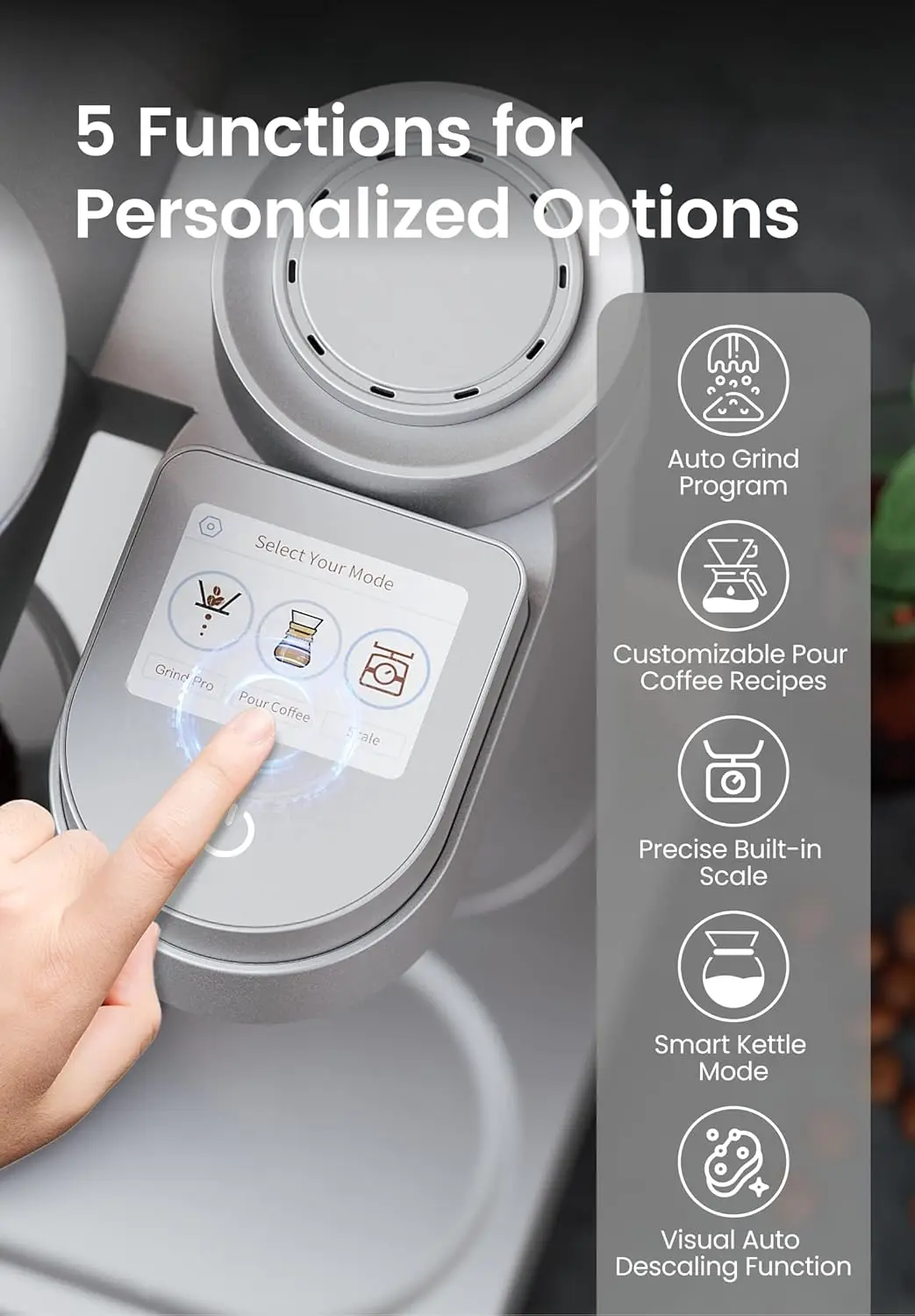 Professional Barista Coffee Machine Smart Pour-over Drip Coffee Maker Programmable Brew & Spin Speed 51 Precise Grind Settings