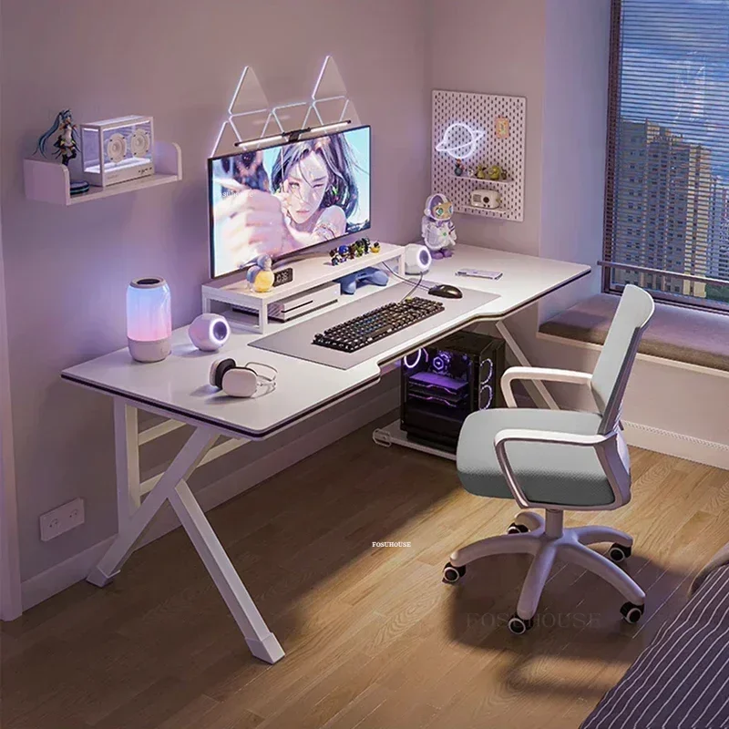 Modern Desktop Computer Desks Home Office Desk Furniture Bold K Legs White Gaming Desk Simple Bedroom Home Student Study Table M