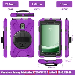 Rugged Protective Case with Swivel Stand and Hand Strap for Active 5 (2024) (Purple)