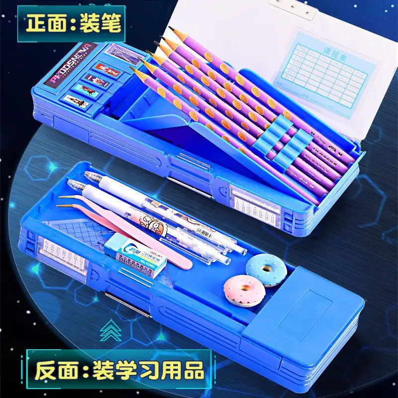 Transformers Children's Stationery Box Multifunctional Pencil Case Double-layer Large Capacity Storage High-tech Pencil Cases Stationery Box