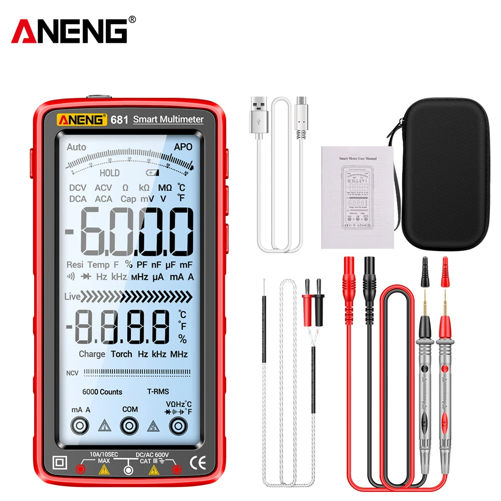 ANENG-681 Ʈ Ƽ   Ƽ ,  RMS Ƽ  ׽, Hz  ̿ , LCD ũ  