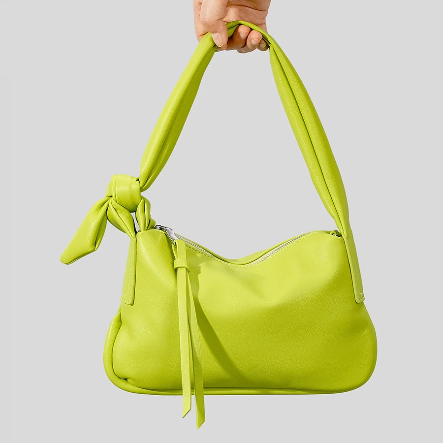 

Fashion Knotted Wonen Shoulder Bags Designer Lady Handbags Luxury Soft Pu Leather Crossbody Bag Candy Color Armpit Bag Purses