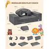 Modular Kids Play Couch,Upgraded Play Couch Convertible Rocking Horse,Sectional Kids Sofa Couch with Star Moon for Kids 2
