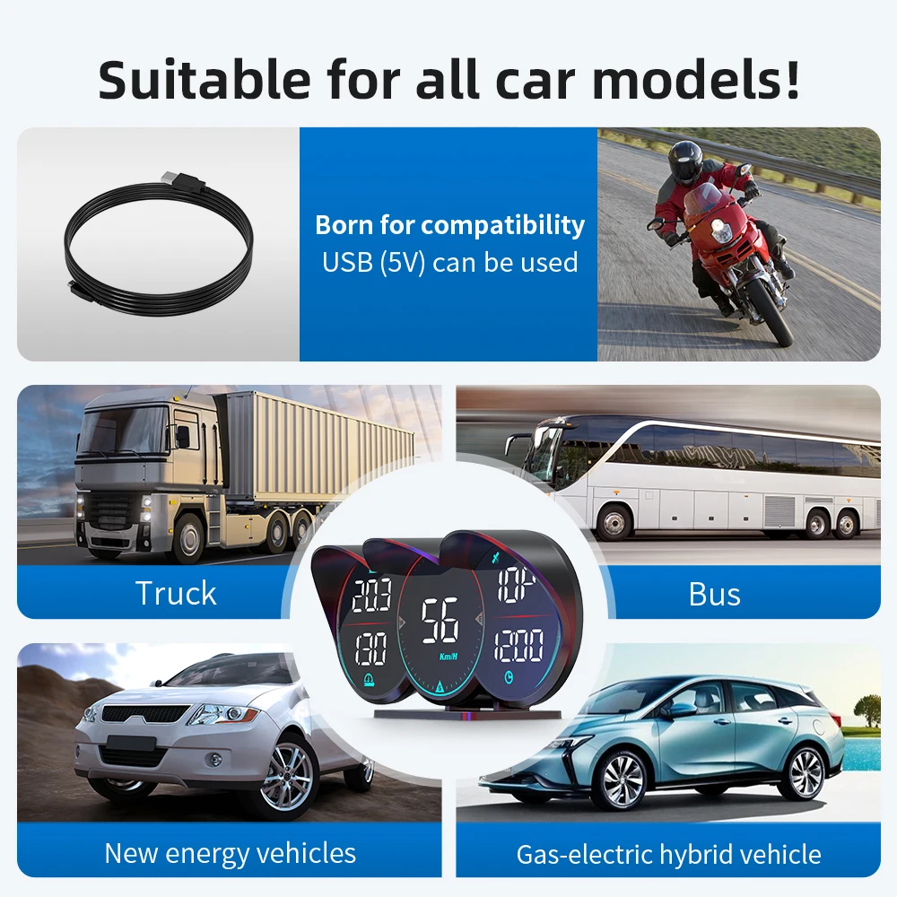 WYYING G17 GPS Automatic HUD Speedometer Head Up Display Car Smart Digital Velocimeter USB Speed Alarm Reminder Cars head up display