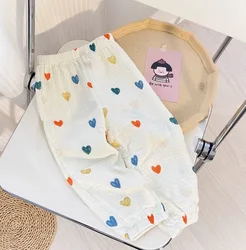 Baby Organic Cotton Harem Capris - Soft Spring/Summer Casual Pants for Newborns and Toddlers (Orange heart)