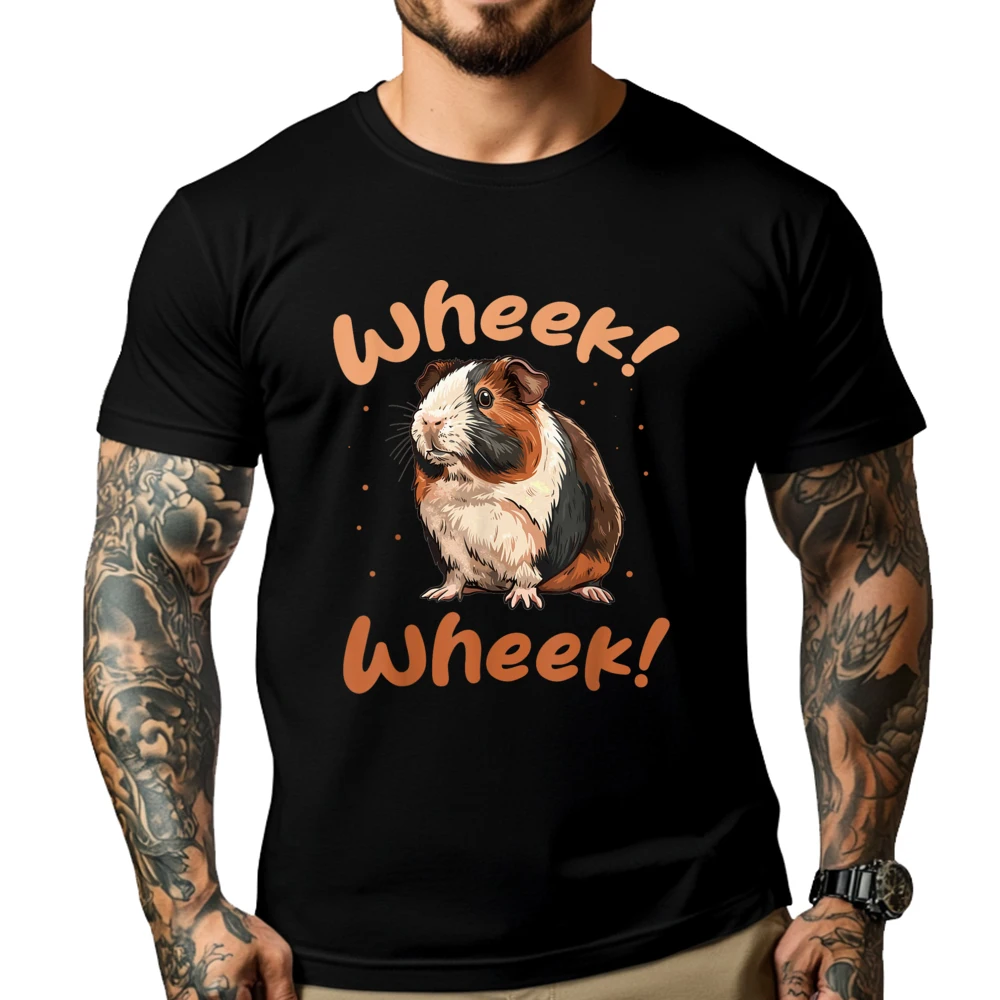 Guinea Pig Pet Rodent Animal Summer Labor Day 100% Cotton Fabric Crew Neck Adult Tops Tees Tops Tees Loose Short Sleeve T-shirts Guinea Pig Pet Rodent Animal Wheek Wheek_B8056