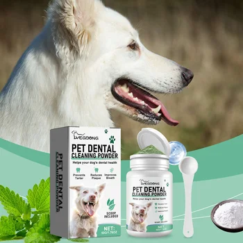 YEGBONG Pet Dental Cleaning Powder for Dogs Cats Daily Dental Care Gently Cleans Teeth Dirt Tartar Stains Freshens Oral Breath 1