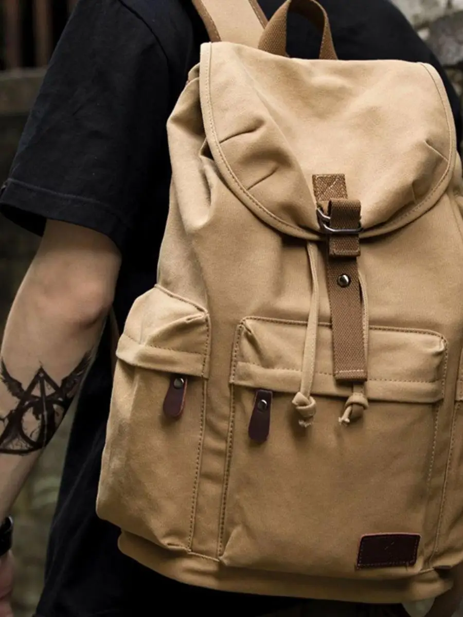 Men's Retro Canvas Bapa Large Capaci Casual Sle Middle High School Versatile Student Bookbag BOIVCN Youth Leisure Pa