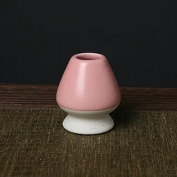 Ceramic Matcha Whisk Holder for Bamboo Chasen Tea Accessories (Pink)