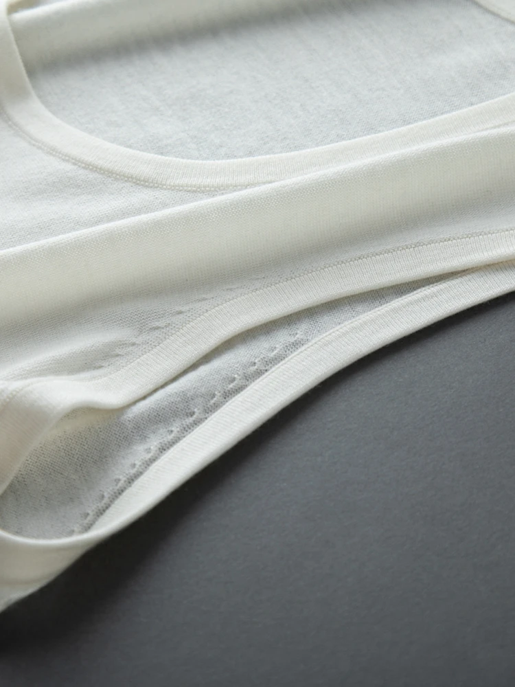 CHICUU Luxury Men Worsted Cashmere A-class Vest Summer Thin Breathable Sleeveless O-neck Cashmere Knit Sweater Tops