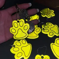 10PCS Cute Cat Paw Reflective Keychain Night Safety Kids Pet Double-sided Reflective Backpack Accessories Pendant 4