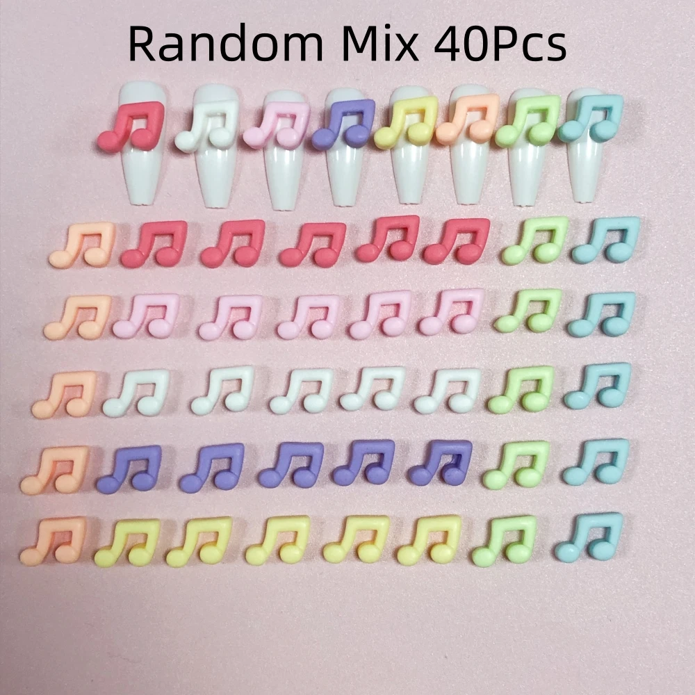 40Pcs 무작위 혼합 신선한 일본 음악 참고 날개 네일 아트 매력 Y2k 도파민 여덟 노트 전화 케이스 라이터 키보드 장식