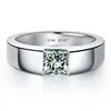 Pure 18k White Gold Ring 1CT Princess Diamond Engagement Ring For Men's Women Unisex Wedding Jewelry Promise Gift 1