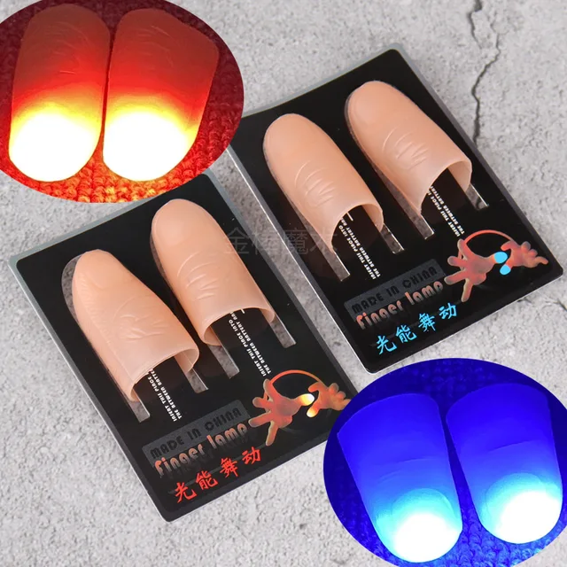 2 Pcs/set Magic Thumbs Light Toys for Adult Magic Trick Props Blue Light Led Flashing Fingers Halloween Party Toys for Children 1