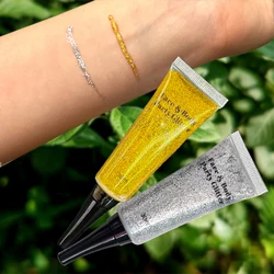 Radiant Multi - Color Glitter Pen for Creative Face and Body Art (Gold and silver)