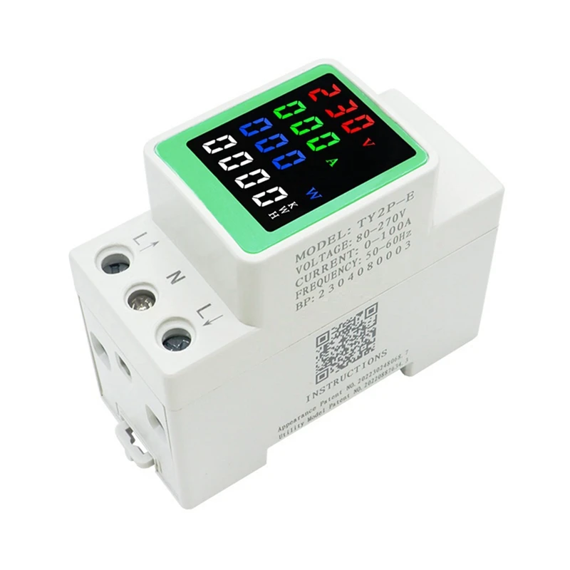 

Voltage Current KWH Electric Energy Monitor Meter AC80-270V 110V 220V 100A VOLT AMP Voltmeter Ammeter Wattmeter Din Rail
