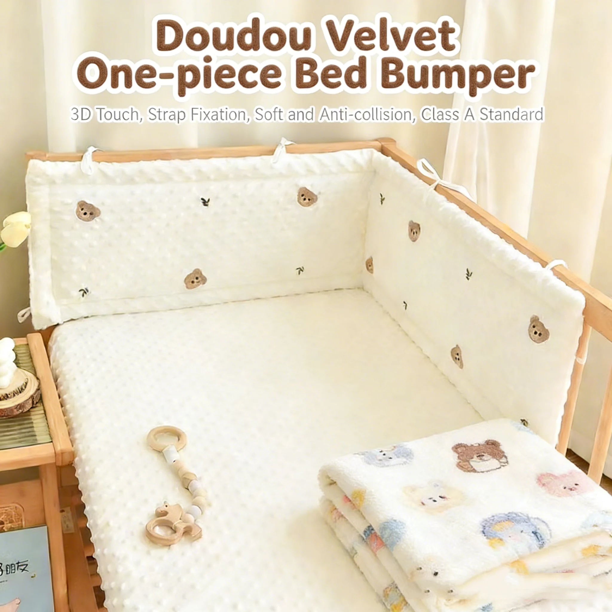 Baby Bed Bumper In The Crib Thick Soft Cot Protection Detachable Cradle Protector Children Room Decoration Baby Bed Bumper Crib - 2
